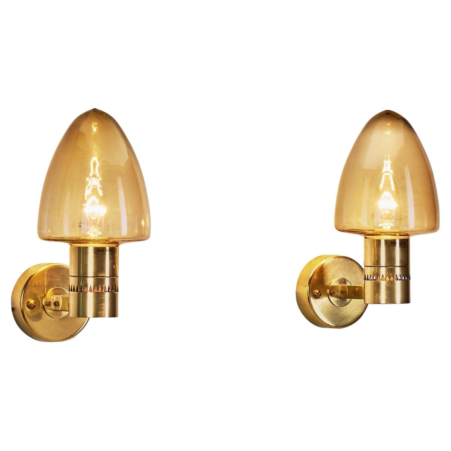 Pair of "V-220" Brass Wall Sconces by Hans-Agne Jakobsson, Sweden 1960s