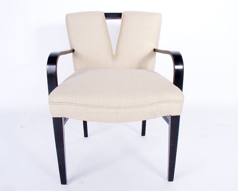 Mid-20th Century Pair of V Back Armchairs by Paul Frankl