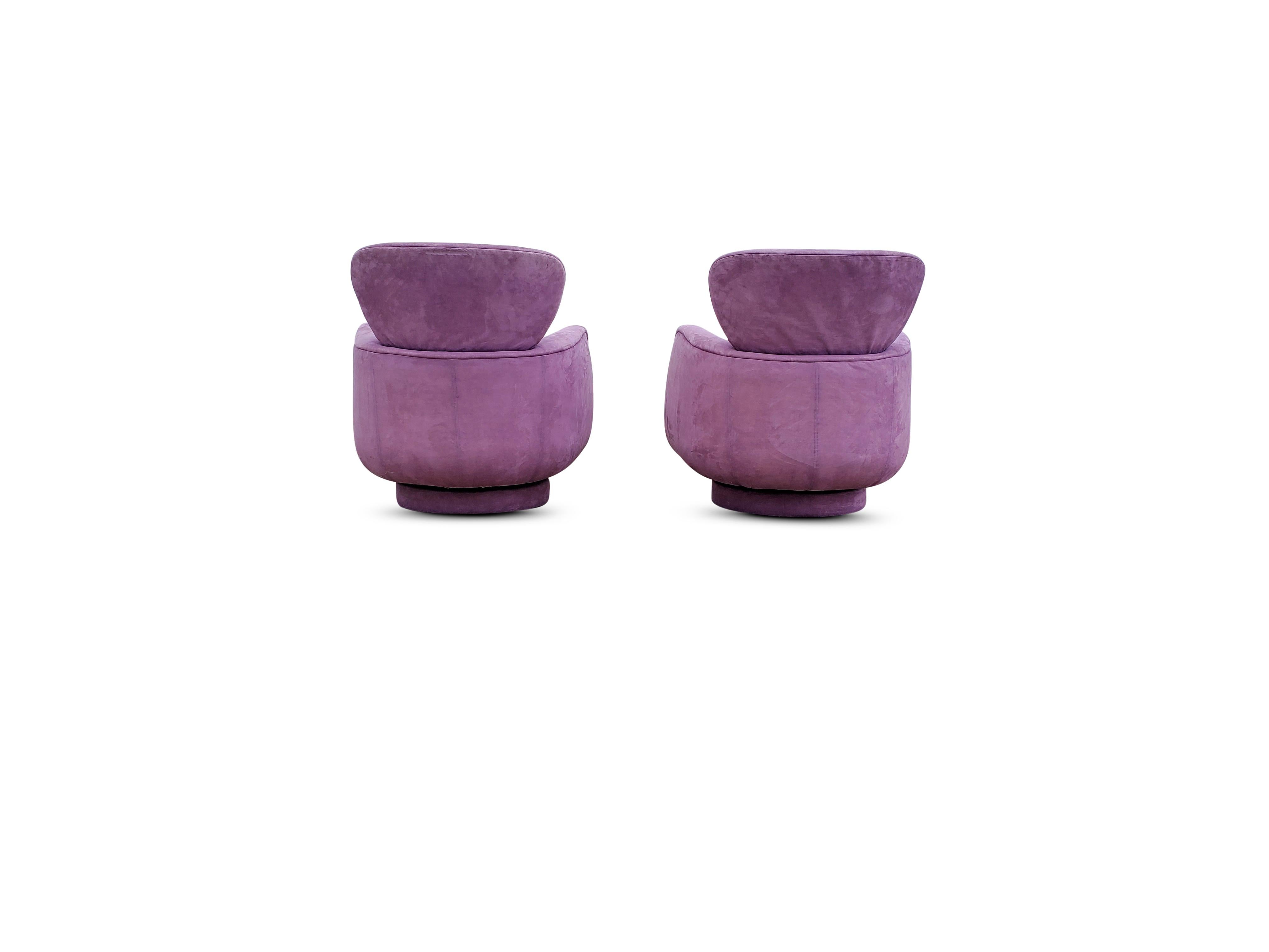 American Pair of Valdimir Kagan for Directional Large Swivel Lounge Chairs 