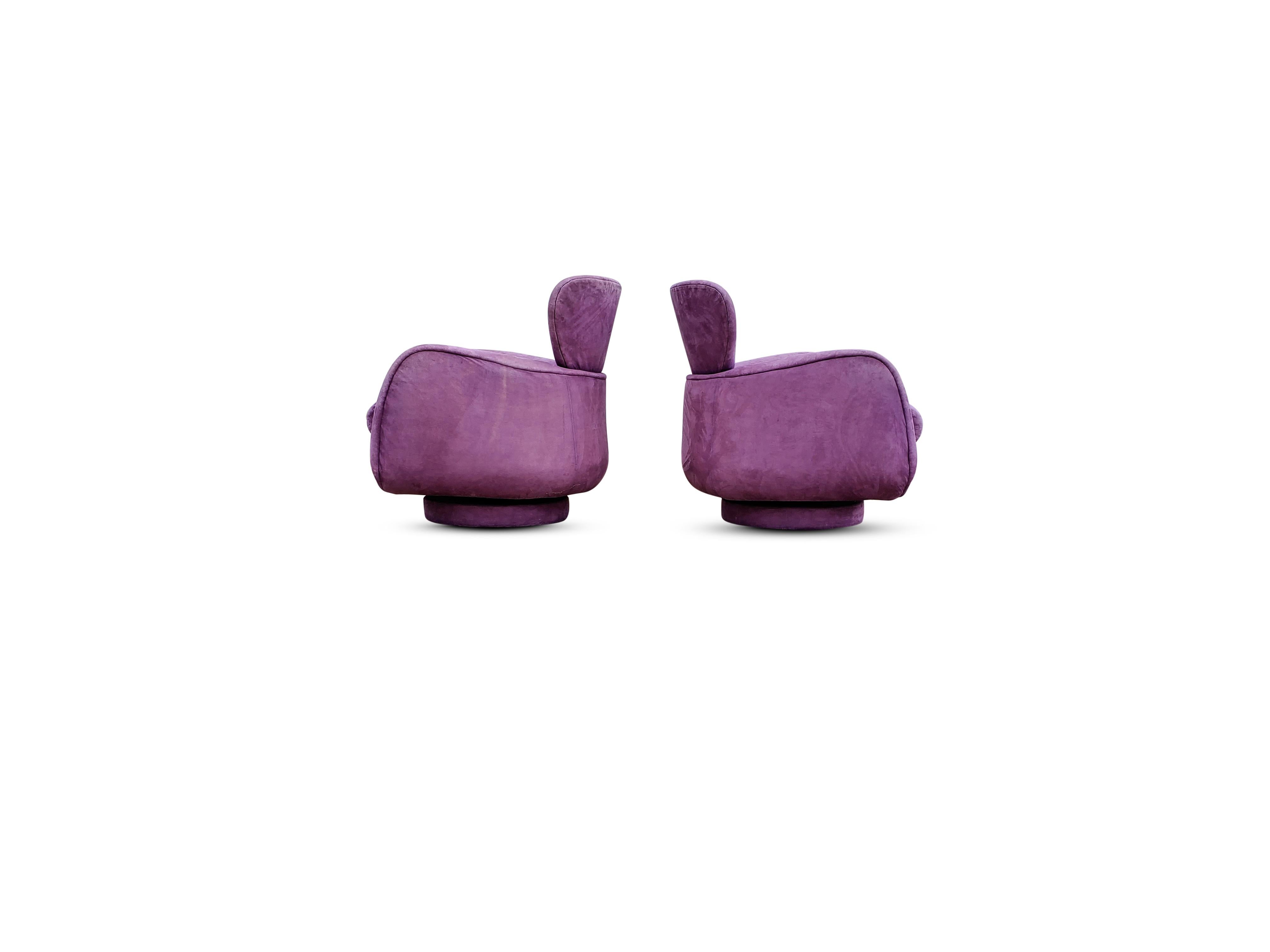 20th Century Pair of Valdimir Kagan for Directional Large Swivel Lounge Chairs 