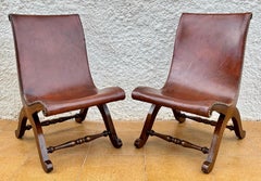 Pair of Valenti Leather Lounge Chairs, Spain, Mid-20th Century