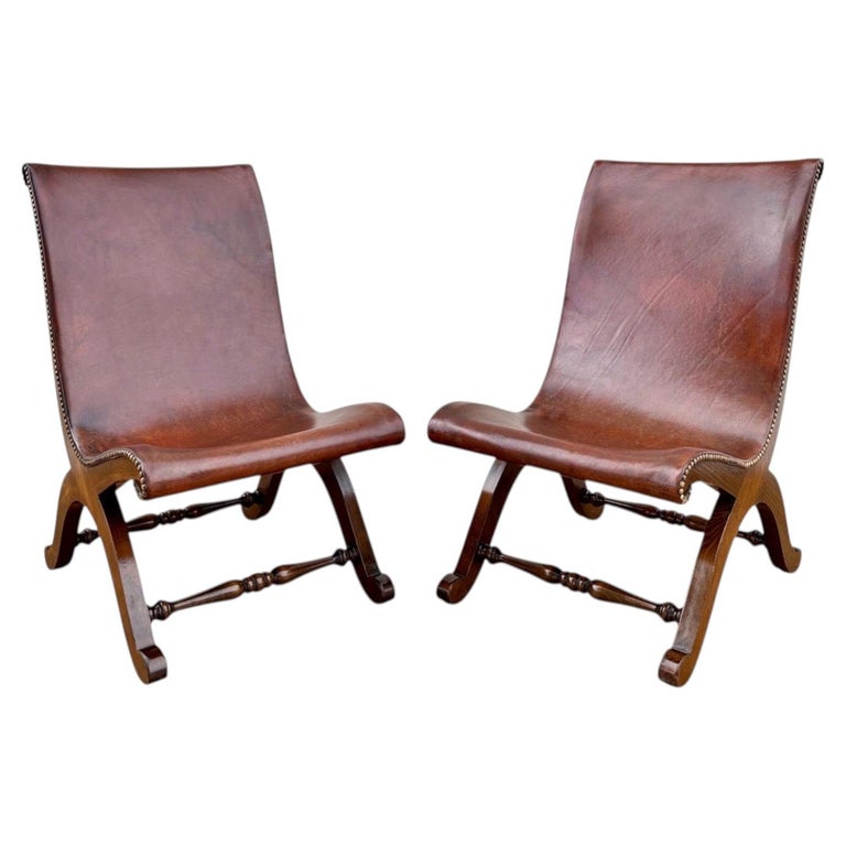 Pair of Valenti Leather Lounge Chairs, Spain, Mid-20th Century