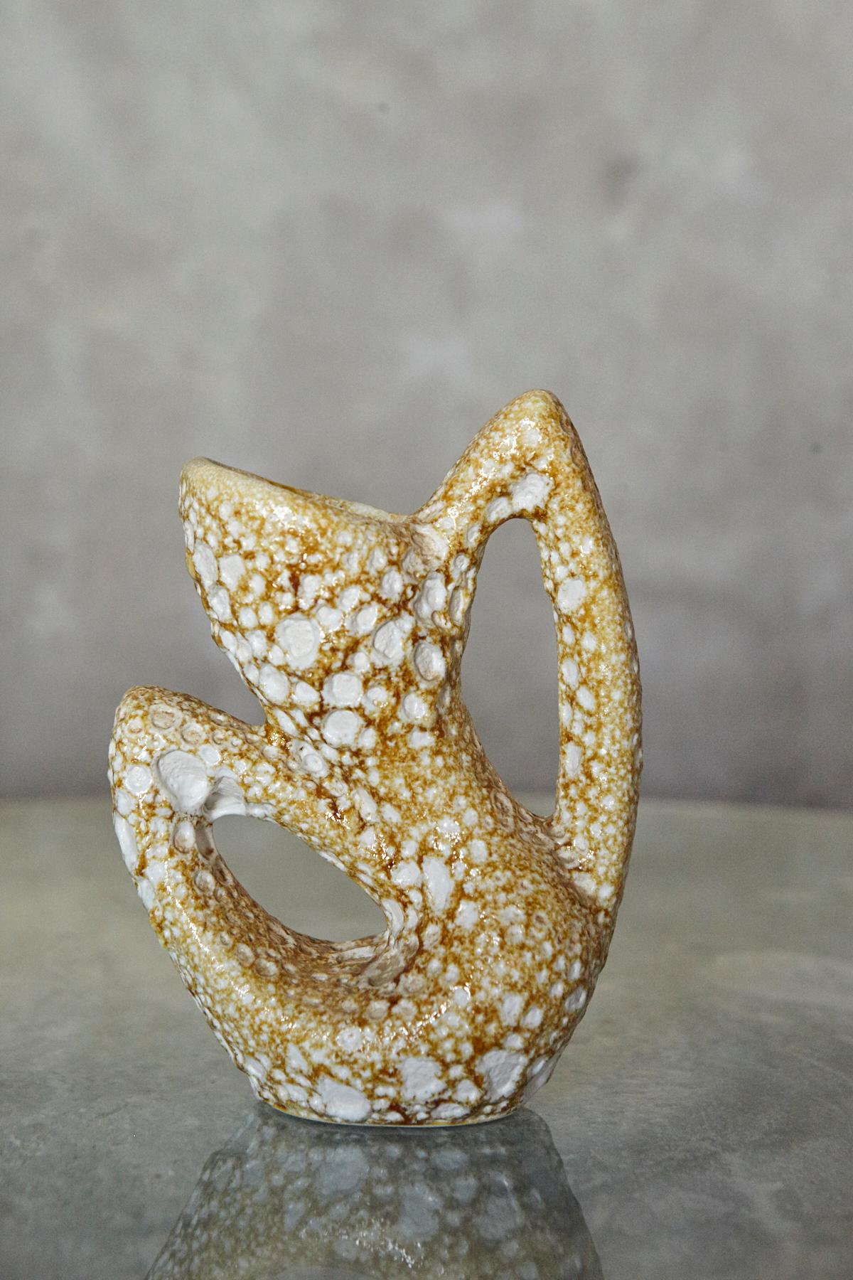 Coppia di vasi in ceramica a lava grassa in stile Vallauris con smalto arancione in vendita 3