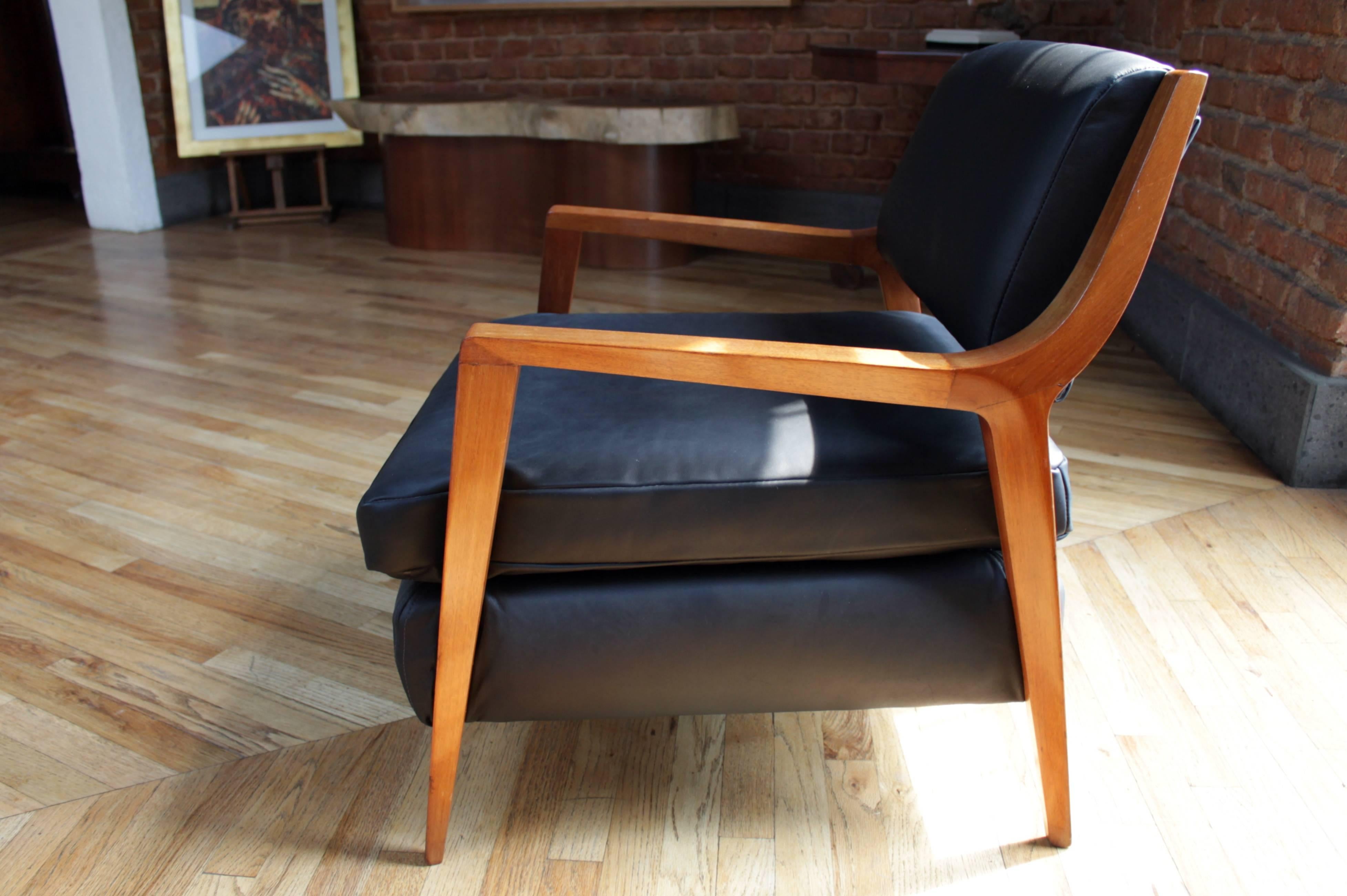 black leather wood chair
