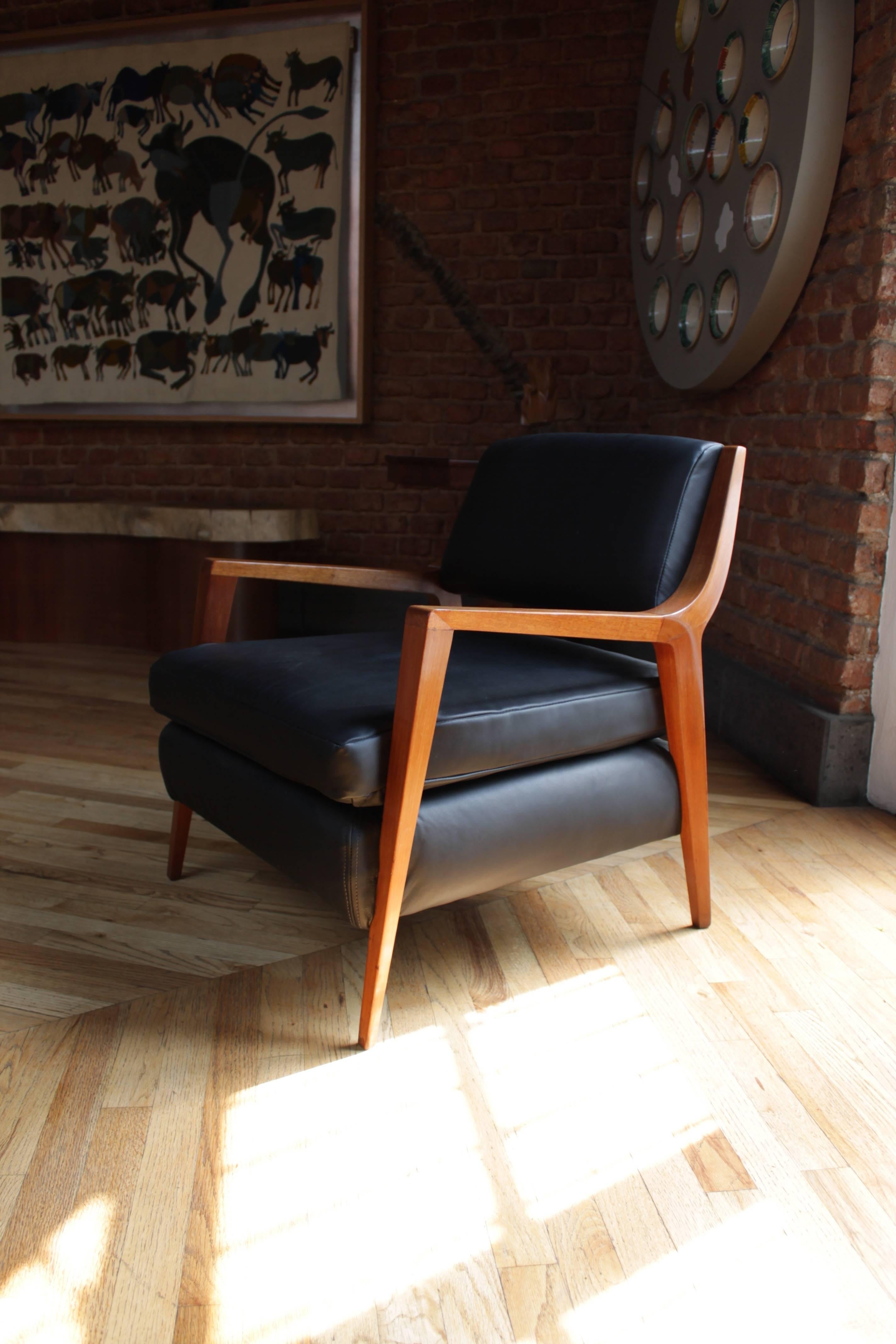 wood chair with leather seat