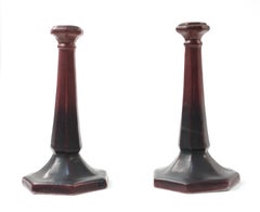 Pair of Van Briggle Art Pottery Candlesticks