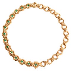 Pair of Van Cleef & Arpels Bracelets Forming Necklace 18 Karat Gold Emeralds