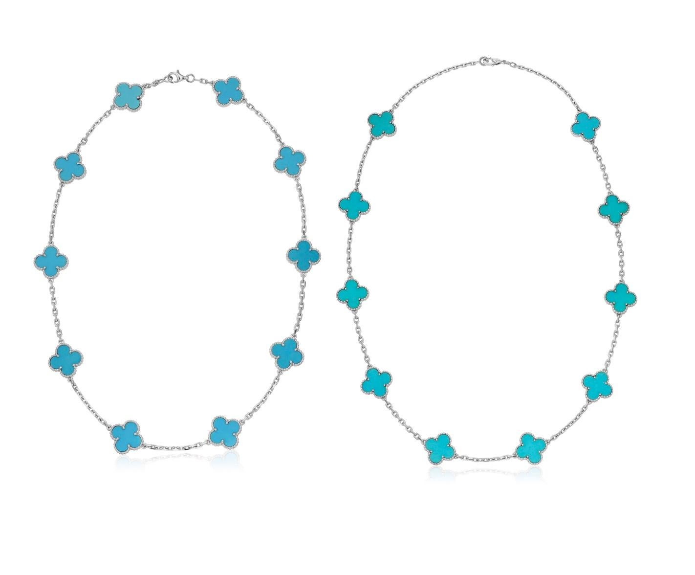 Taille ronde  Van Cleef &amp; Arpels, colliers Vintage Alhambra en turquoise en vente