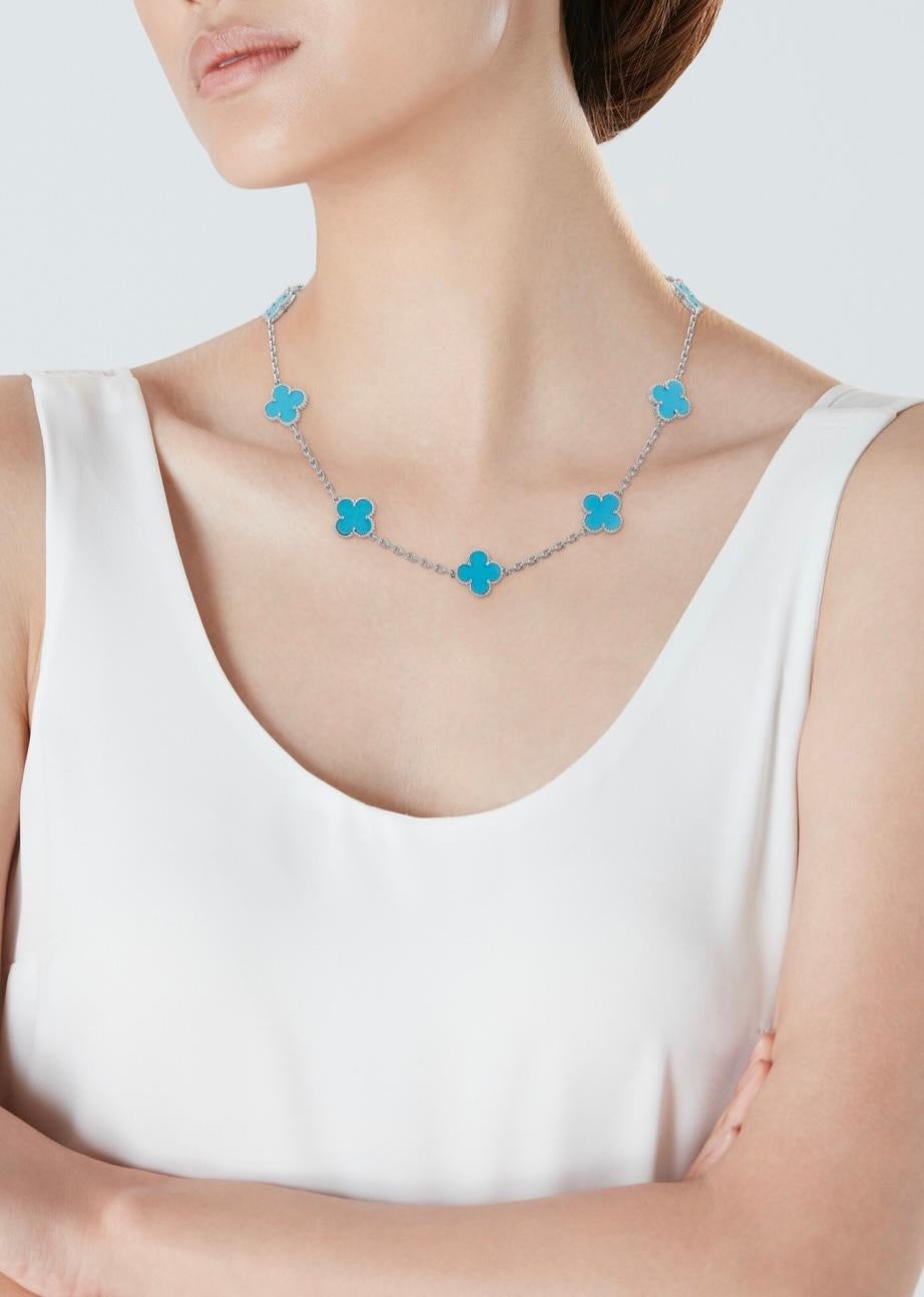  Van Cleef & Arpels Turquoise 'Vintage Alhambra' Necklaces In Excellent Condition For Sale In New York, NY