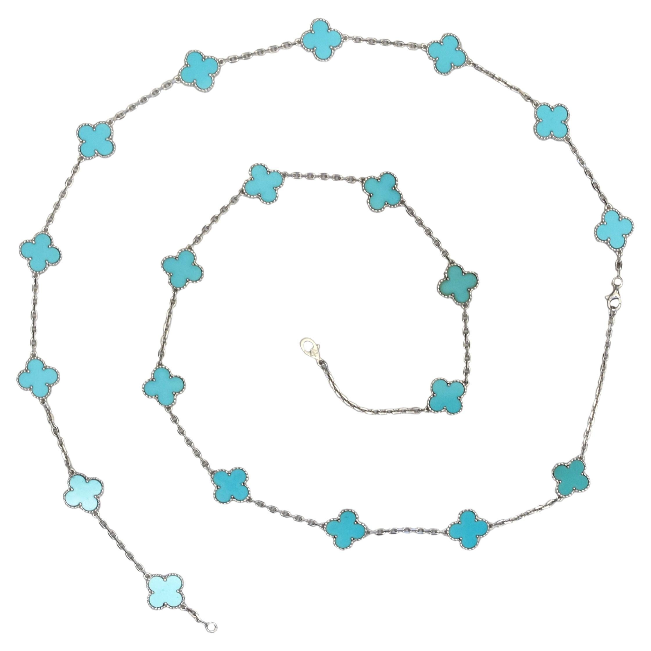  Van Cleef & Arpels Turquoise 'Vintage Alhambra' Necklaces For Sale