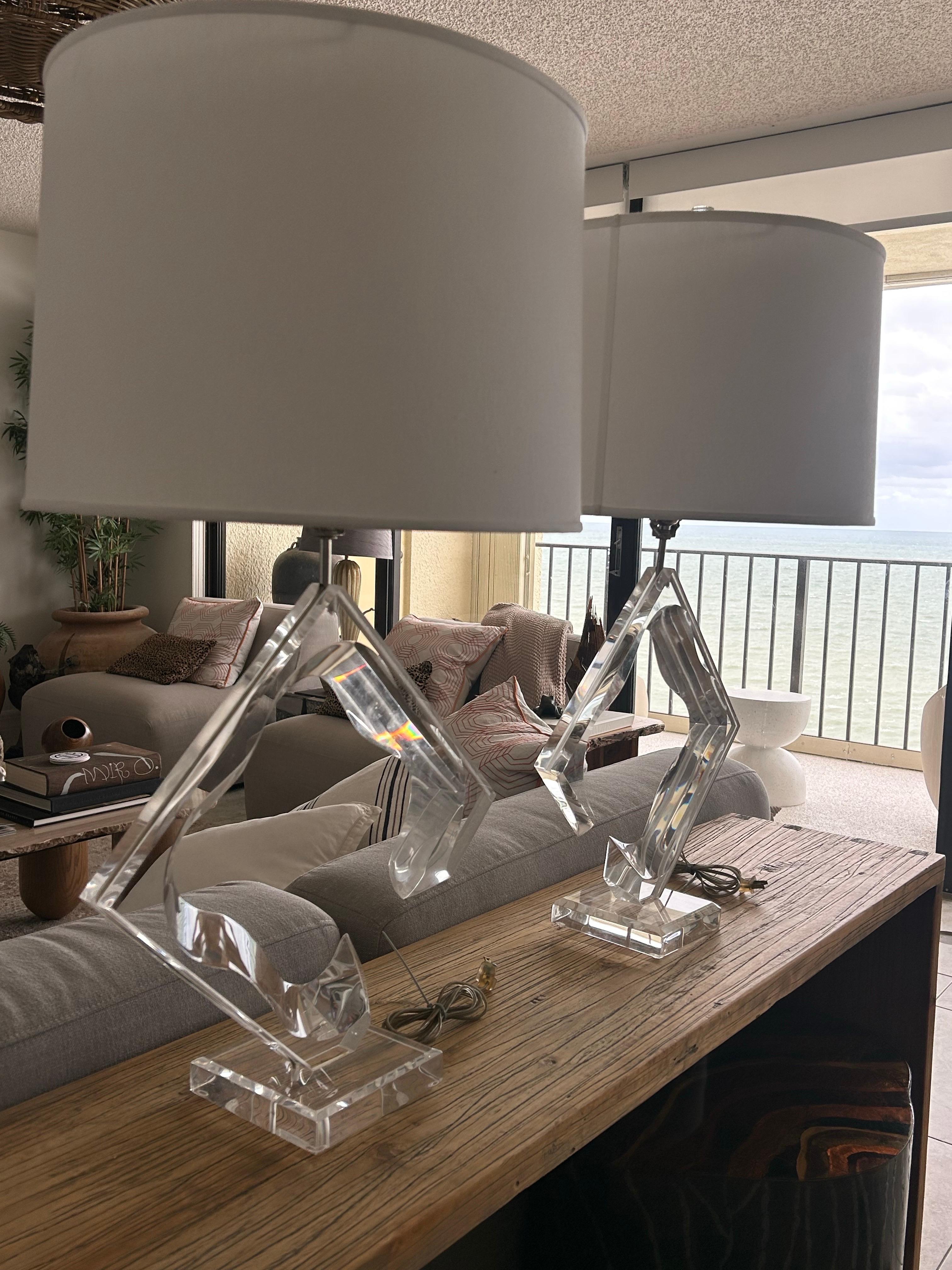 Lucite Pair of Van Teal table lamps For Sale
