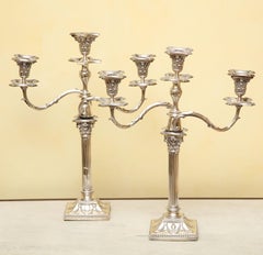 Pair of Vanderbilt Estate Silver-Plated George III-Style Convertible Candelabra