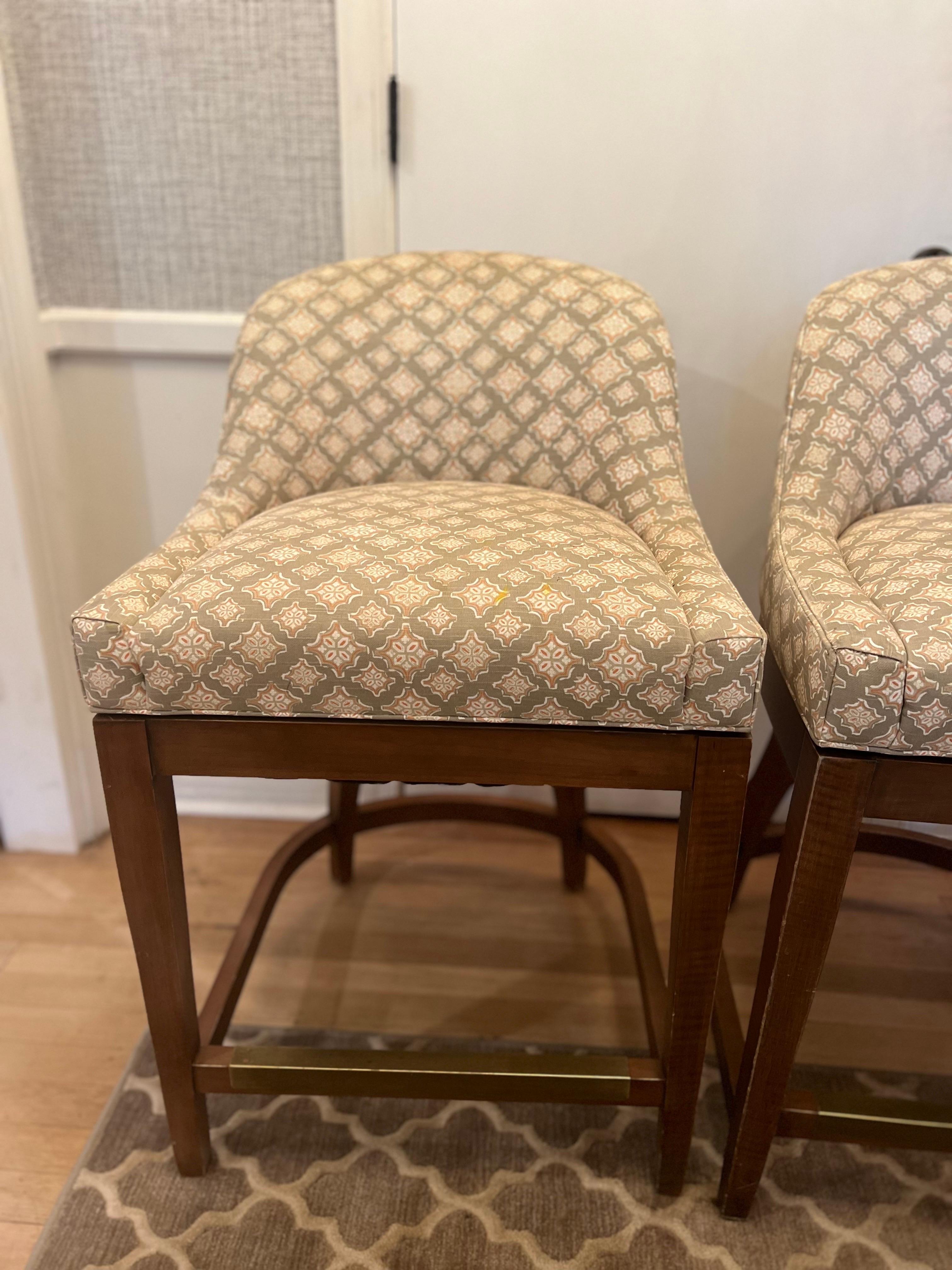 Pair of Vanguard Calloway Upholstered Swivel Counter Stools For Sale 7