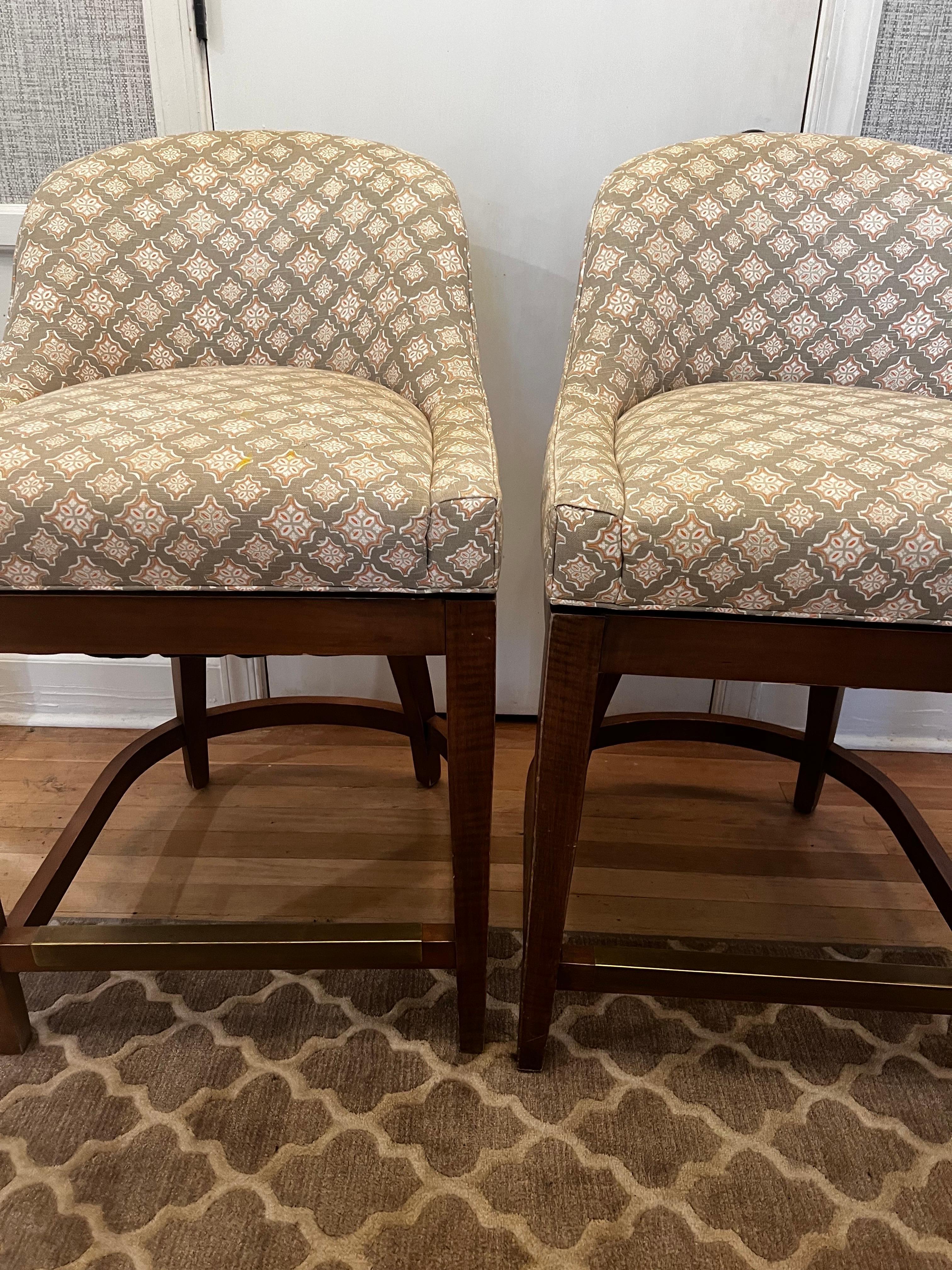 Pair of Vanguard Calloway Upholstered Swivel Counter Stools For Sale 18