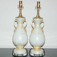 Pair of Vanilla Vintage Cream Murano Table Lamps