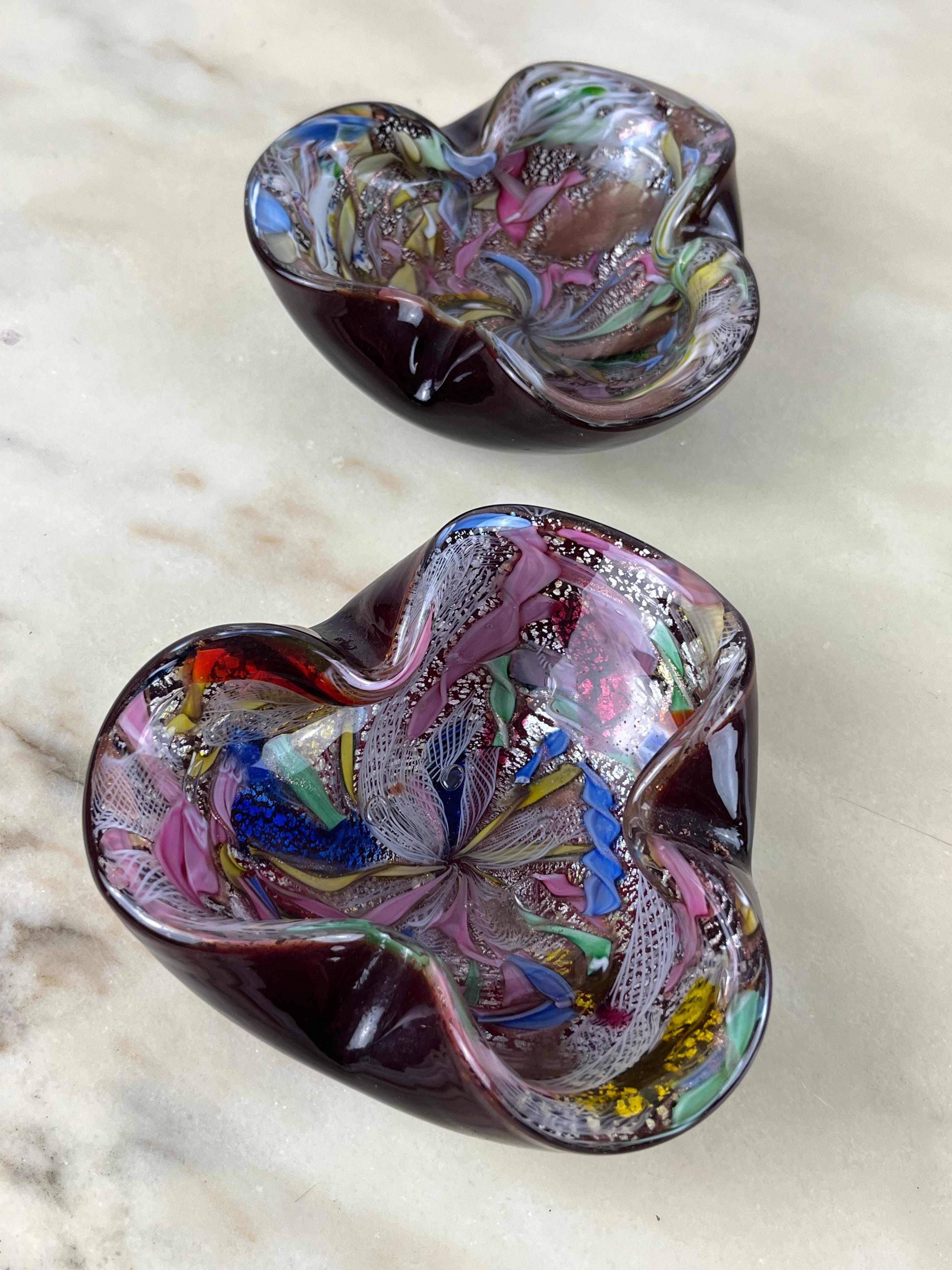 Pair of Variegated Murano Glass Ashtrays, 1970s For Sale 5