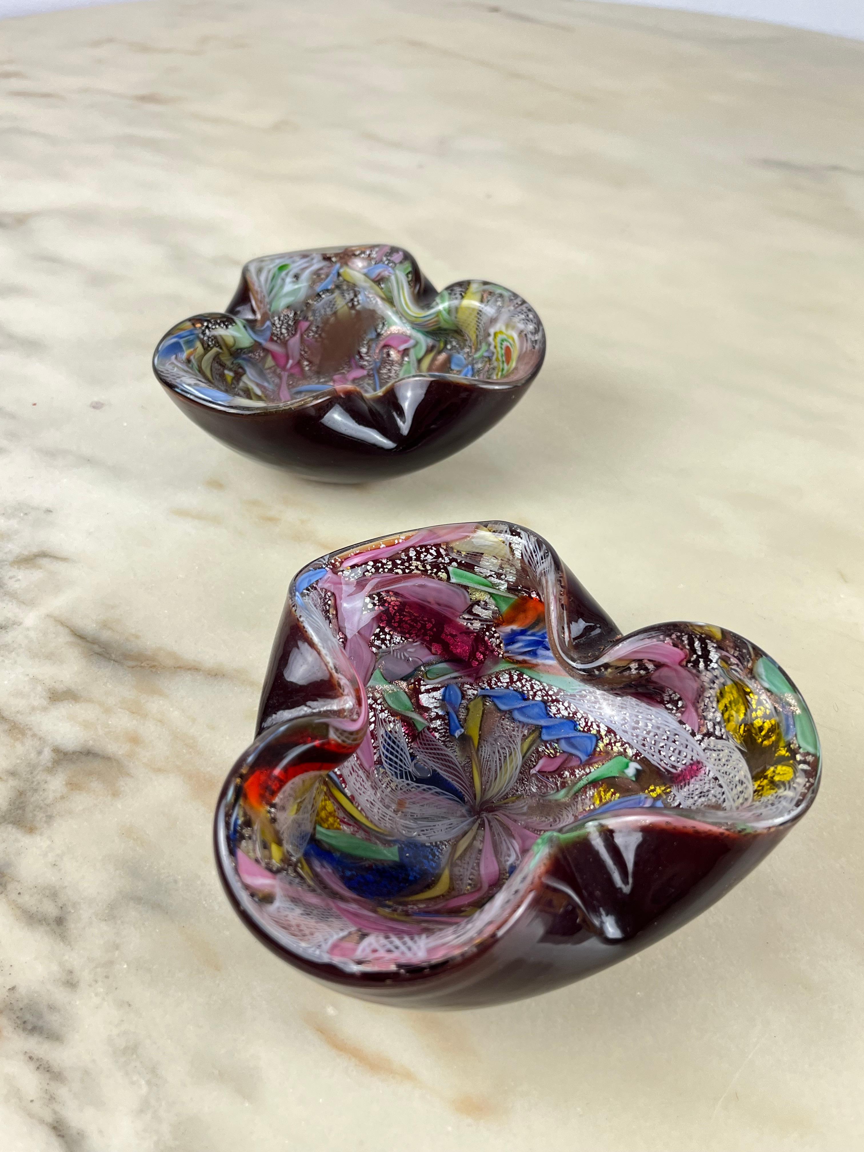 Other Pair of Variegated Murano Glass Ashtrays, 1970s For Sale