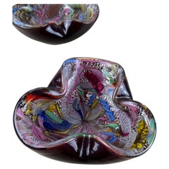 Vintage Pair of Variegated Murano Glass Ashtrays, 1970s