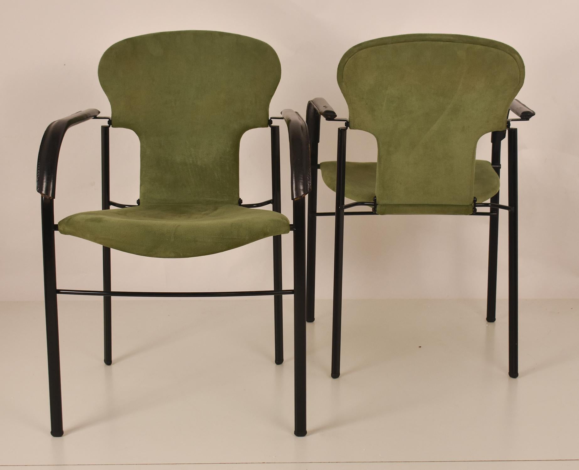 Spanish Pair of Varius Green Armchair  Designed by Oscar Tusquets in 1983. Spain