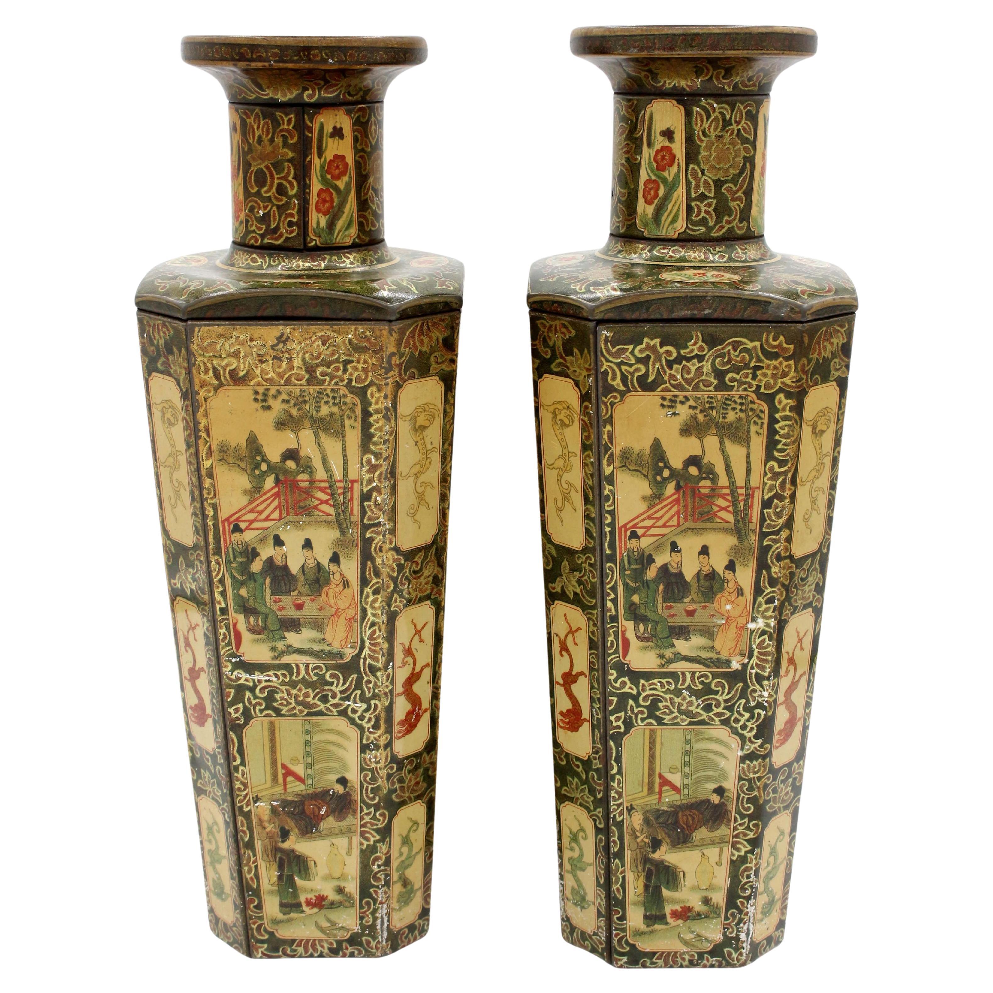 Pair of Vase Form Biscuit Tin Boxes by Huntley & Palmers, 1928, English