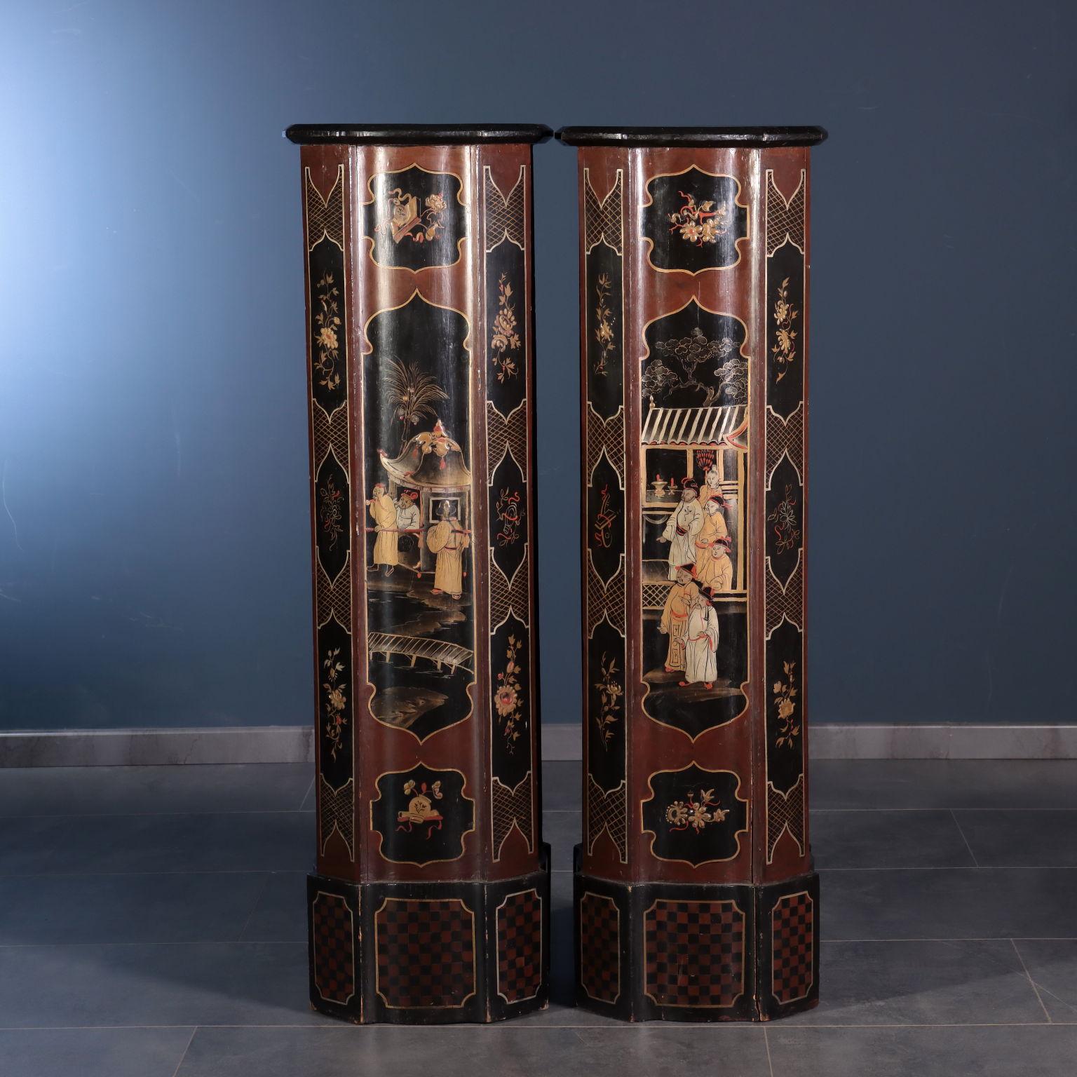Pair of Vase Holding Columns Wood, Italy, Mid 19th Century For Sale 6