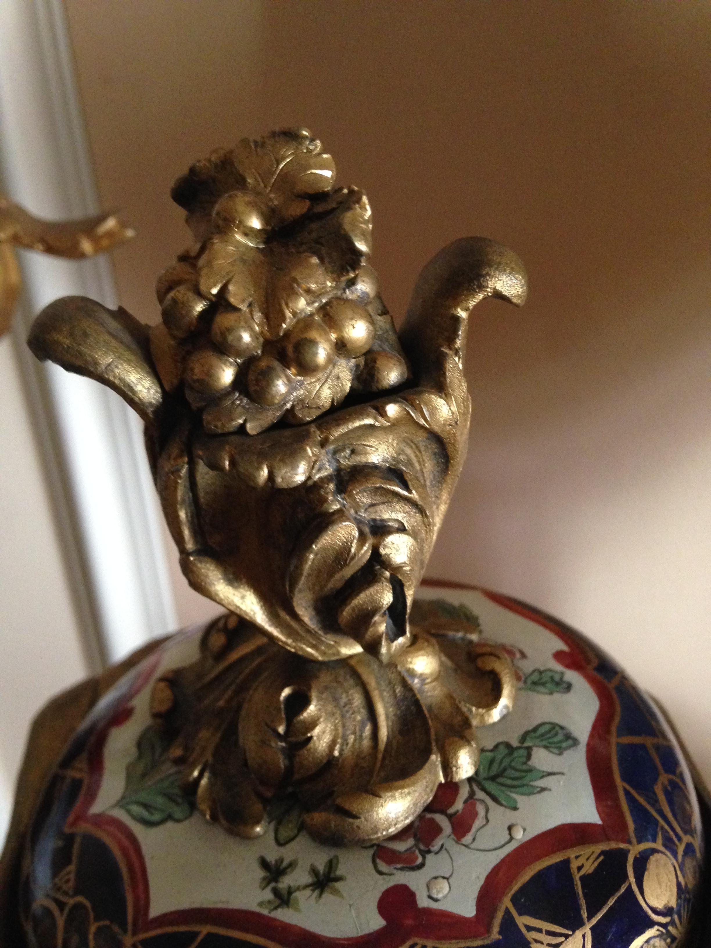 French Pair of Vase in Porcelain with Ormolu Bronze For Sale