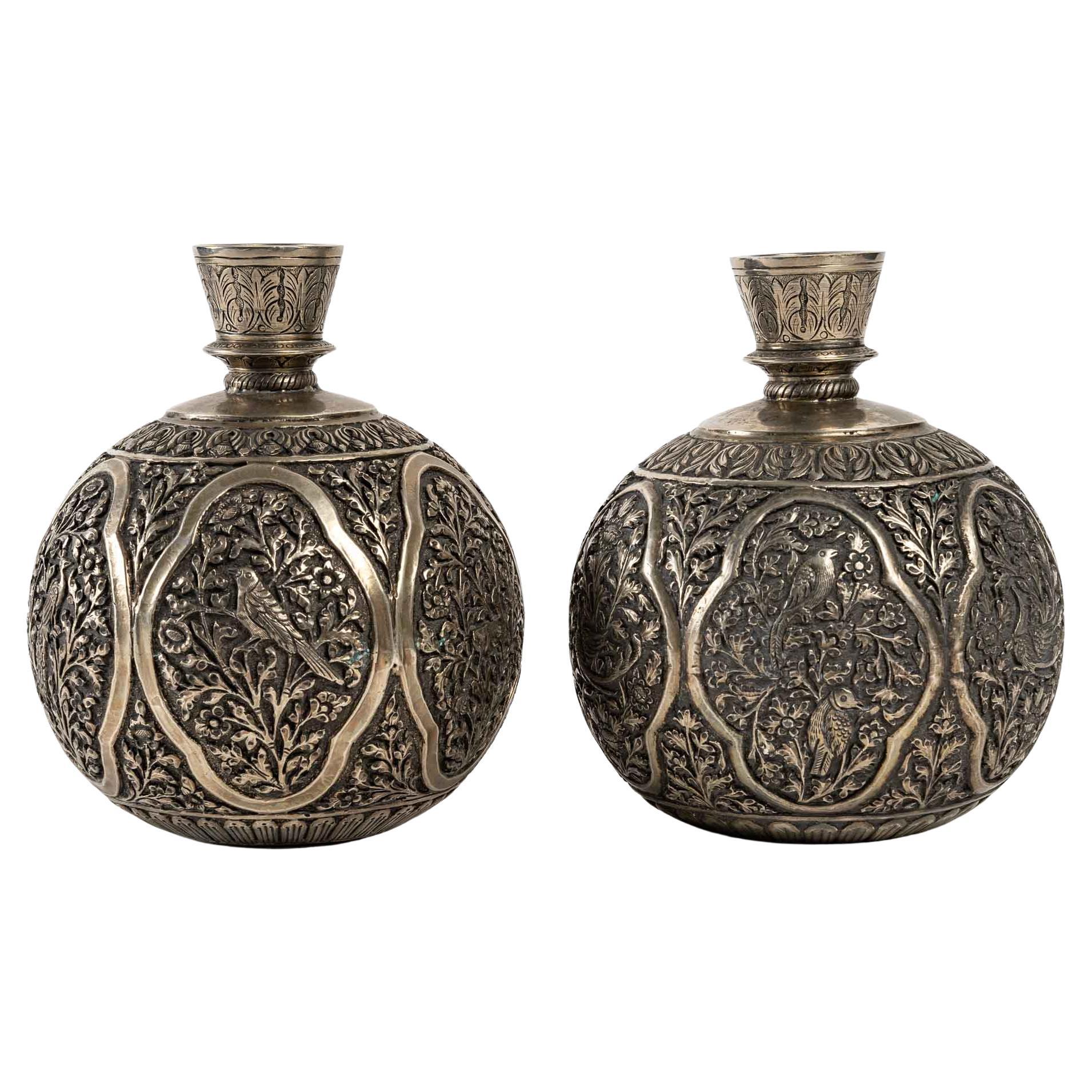 Pair of Vase in Silvered Copper