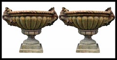 PAIR OF VASE WITH THE HEADS OD MEDUSA -TERRACOTTA IMPRUNETA ORNAMEN 21th Century