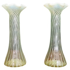 Antique Pair of Vaseline glass Vases