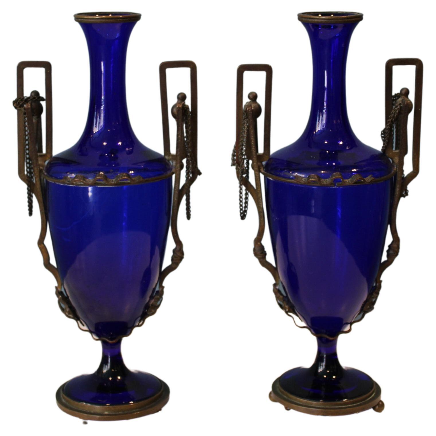 Pair of Flower Vases, Calamine, 19th Century For Sale at 1stDibs