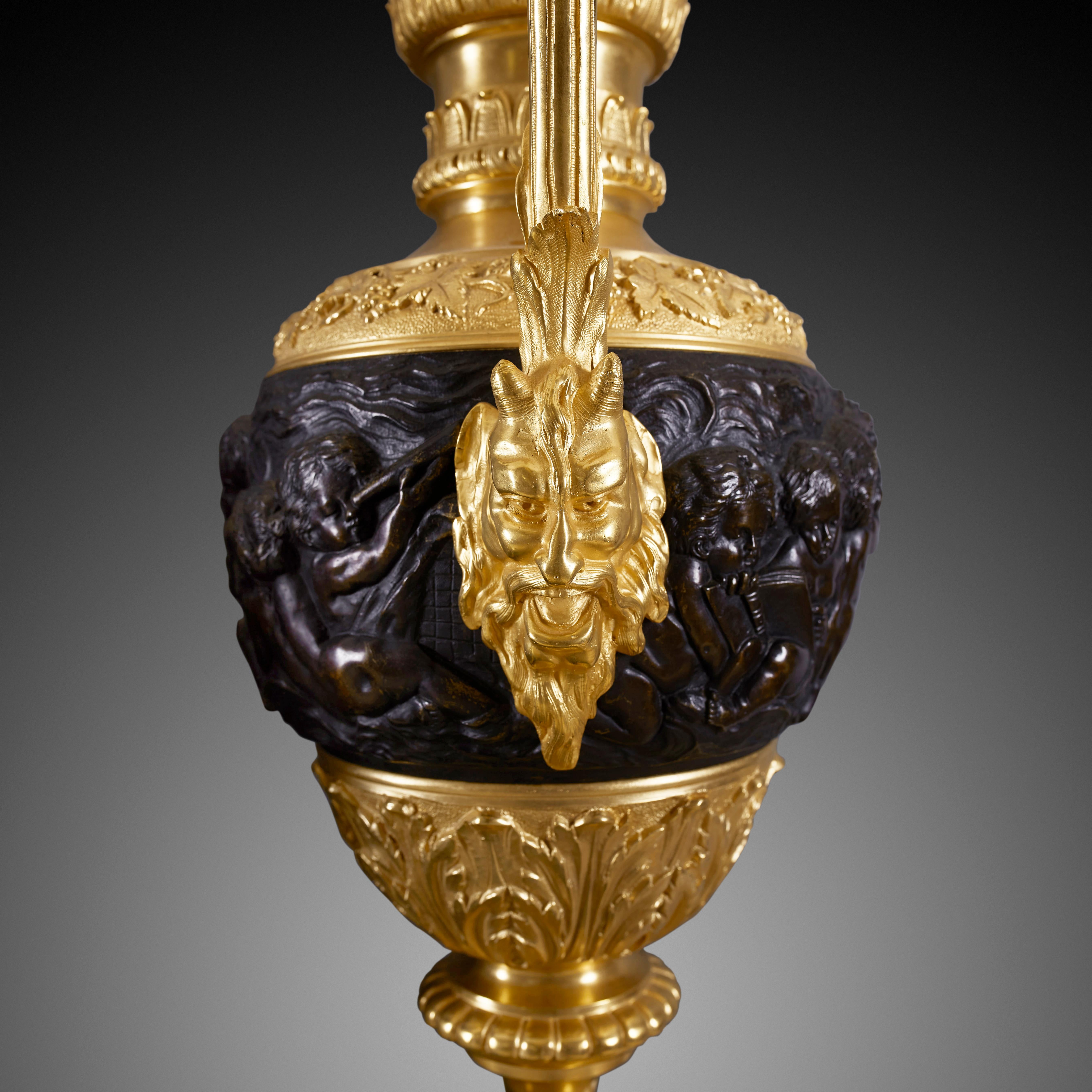 Bronze Pair of Vases 19th Century Louis XVI