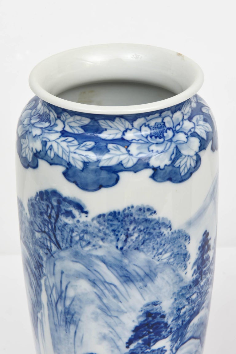 Pair of Vases, Antique Blue and White Japanese, Signed at 1stDibs