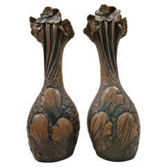 Paire de vases rares, Bernhard Bloch, Eichwald, ~ 1900, Jugendstil / Art Nouveau