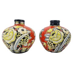 Vintage Pair of vases by Charles Catteau for Boch Freres Keramis Belgium D1926