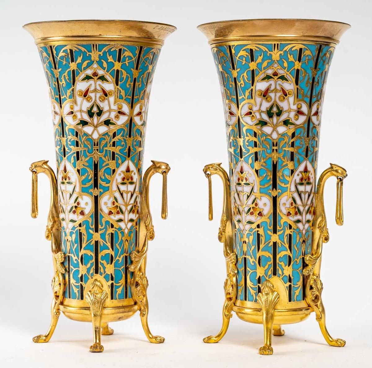 Bronze Pair of Vases by Ferdinand Barbedienne, Napoleon III period