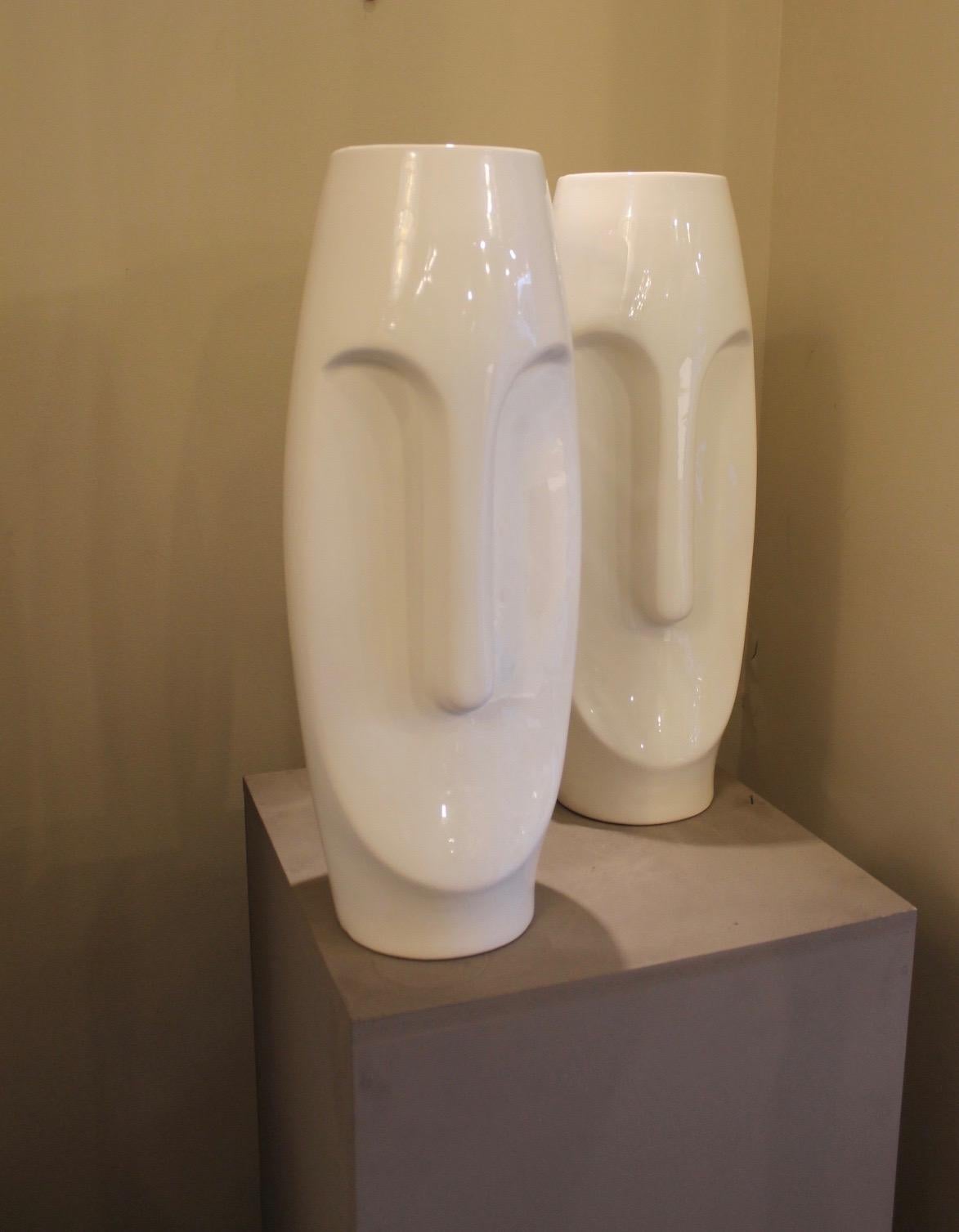 French Pair of Vases, Ceramic, Modigliani Style