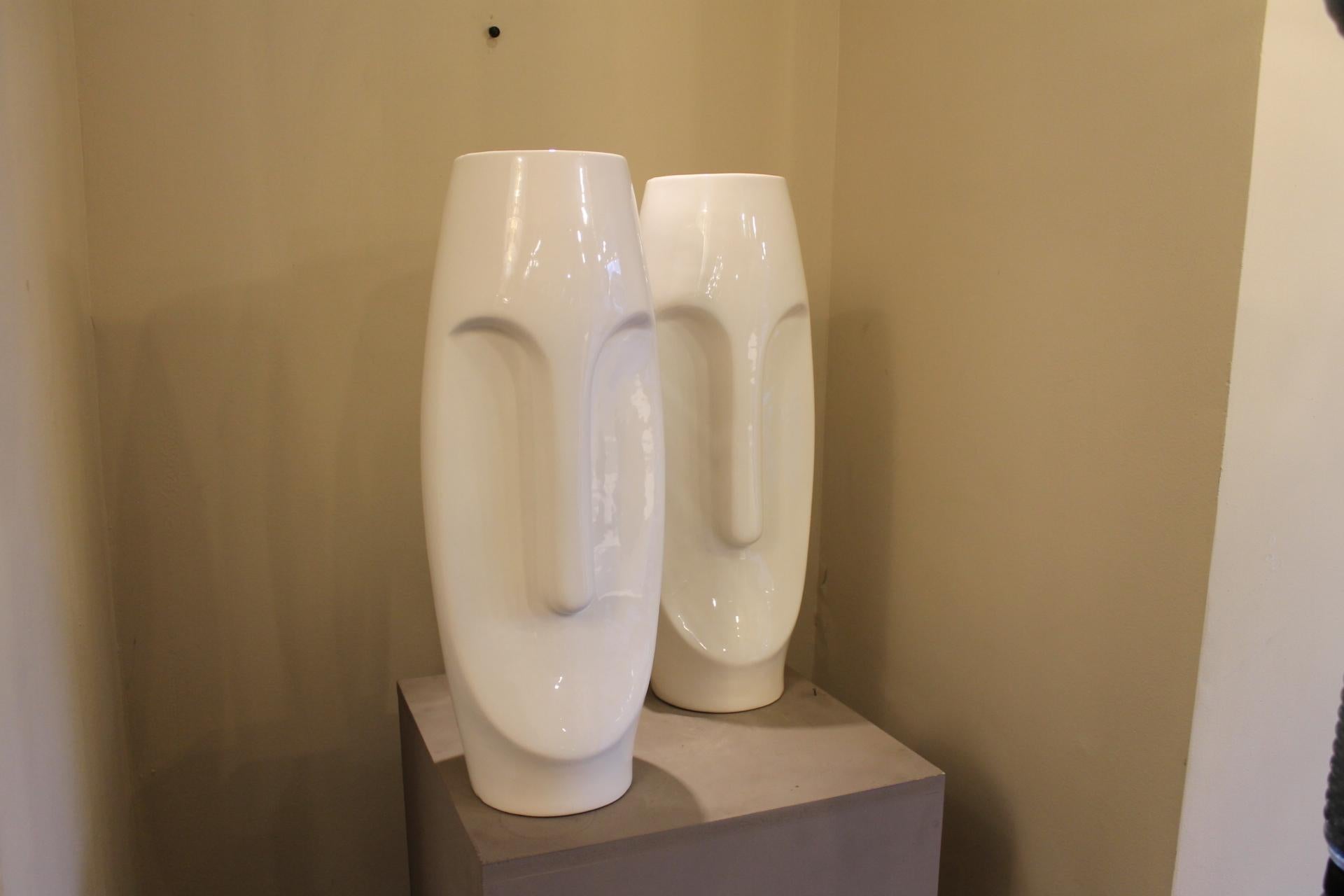 Hand-Crafted Pair of Vases, Ceramic, Modigliani Style
