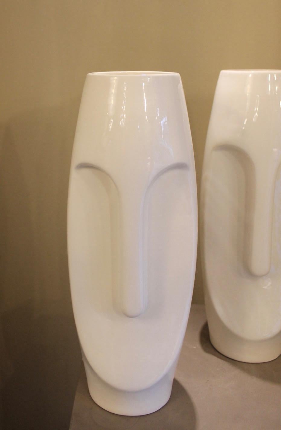 Contemporary Pair of Vases, Ceramic, Modigliani Style
