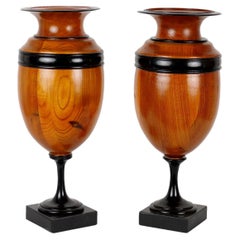 Pair of Vases Cherry Wood Italy XX Century