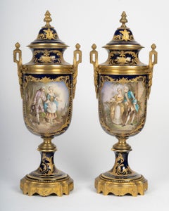 Pair of Vases, Enameled and Gilt Porcelain, Gilt Bronze, the XIXᵉ Century.