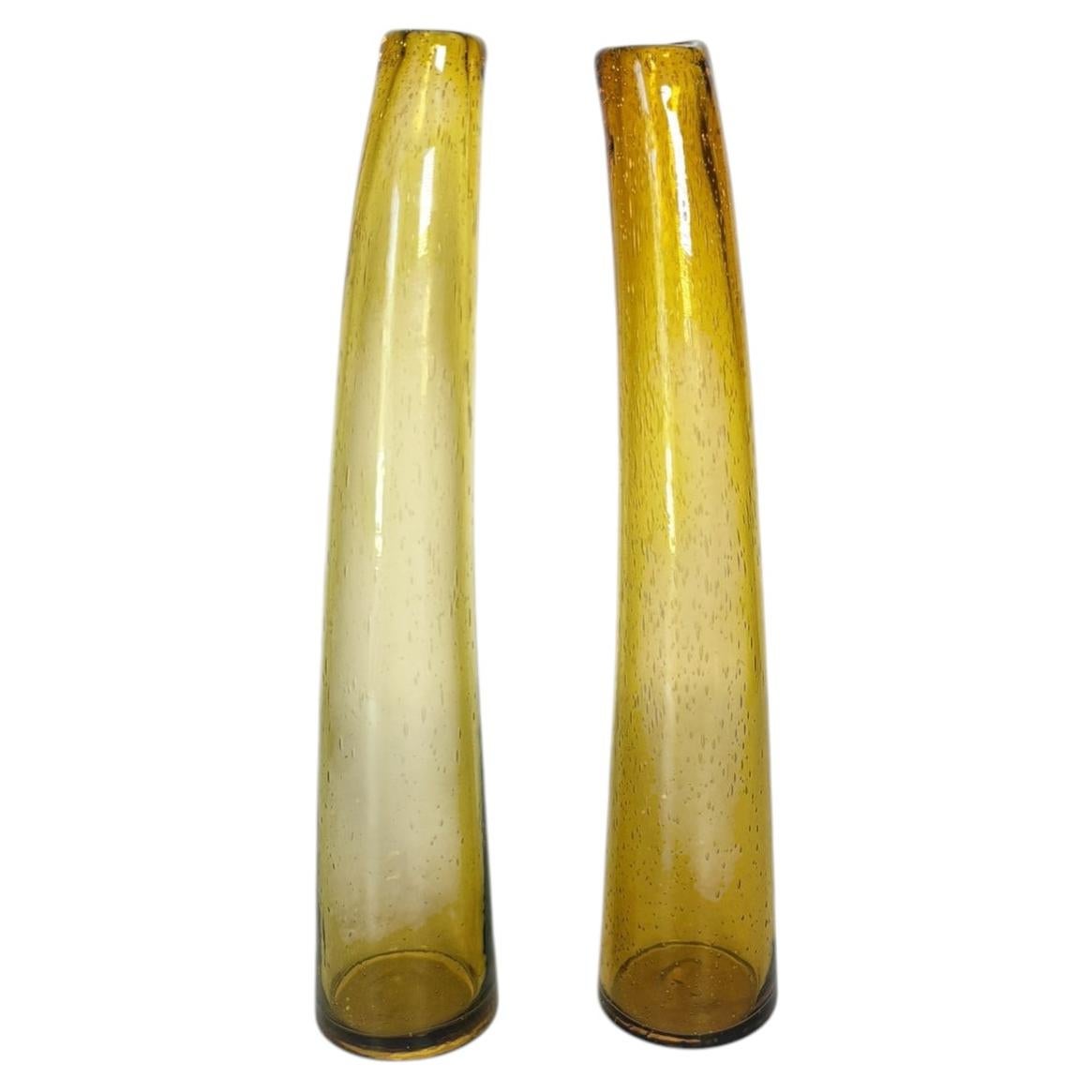 Pair of vases from the Biot factory in art glass, France, 1980