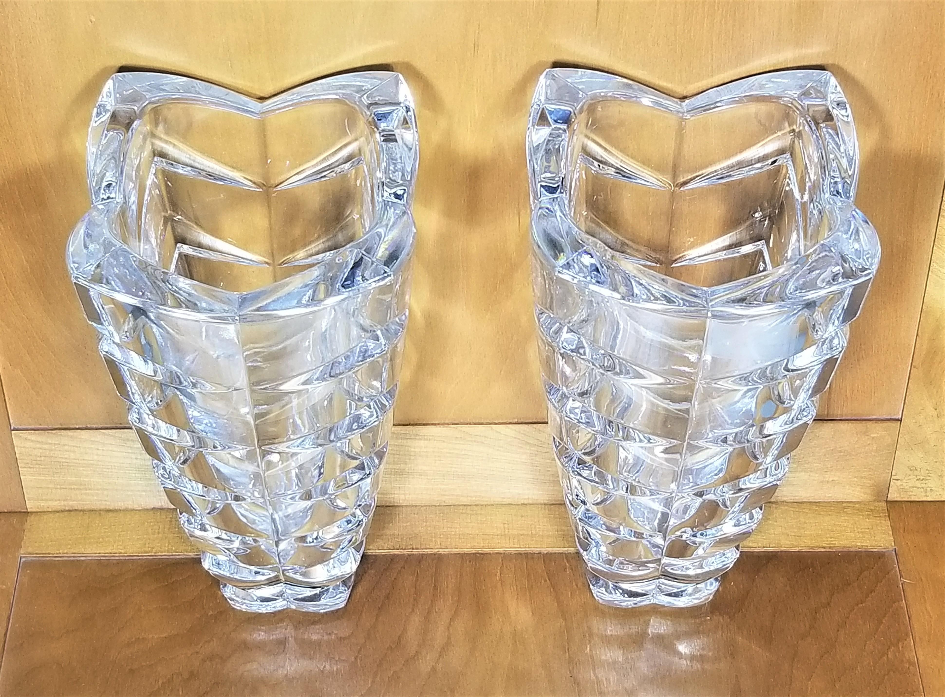 Pair of Vases Hand Cut Crystal  by Lenox Made in Germany For Sale 6