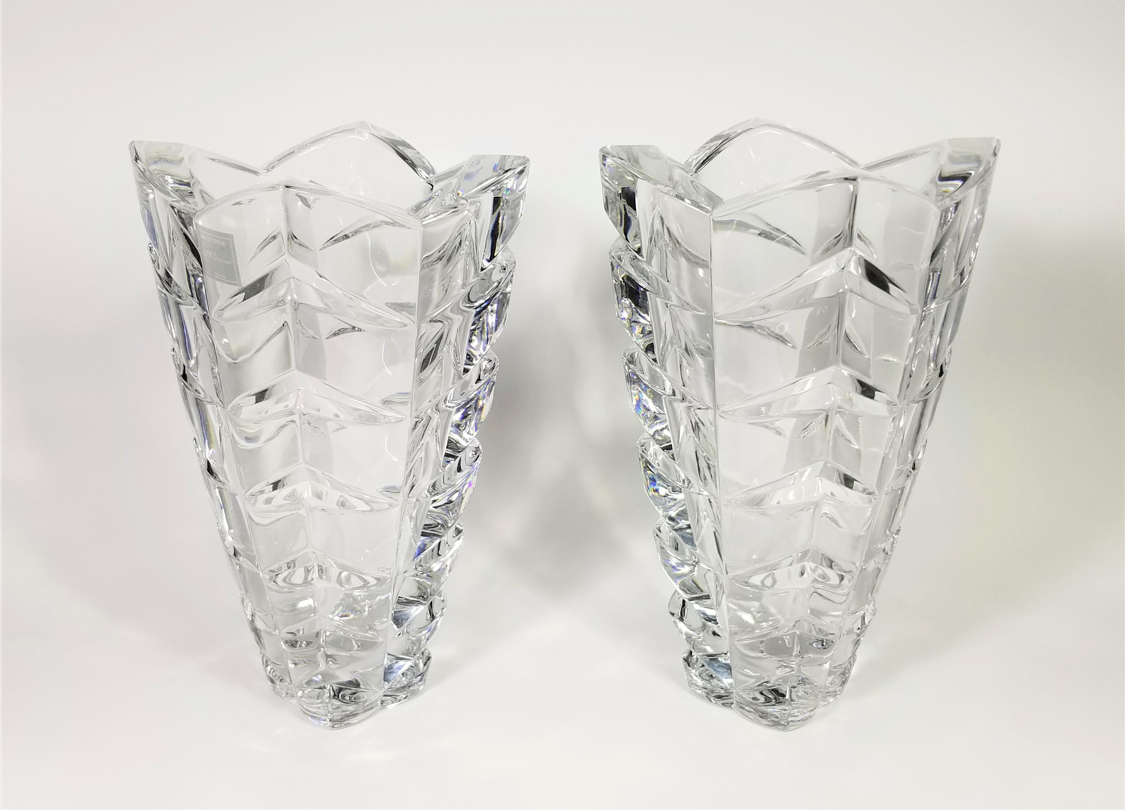 20th Century Pair of Vases Hand Cut Crystal  by Lenox Made in Germany For Sale
