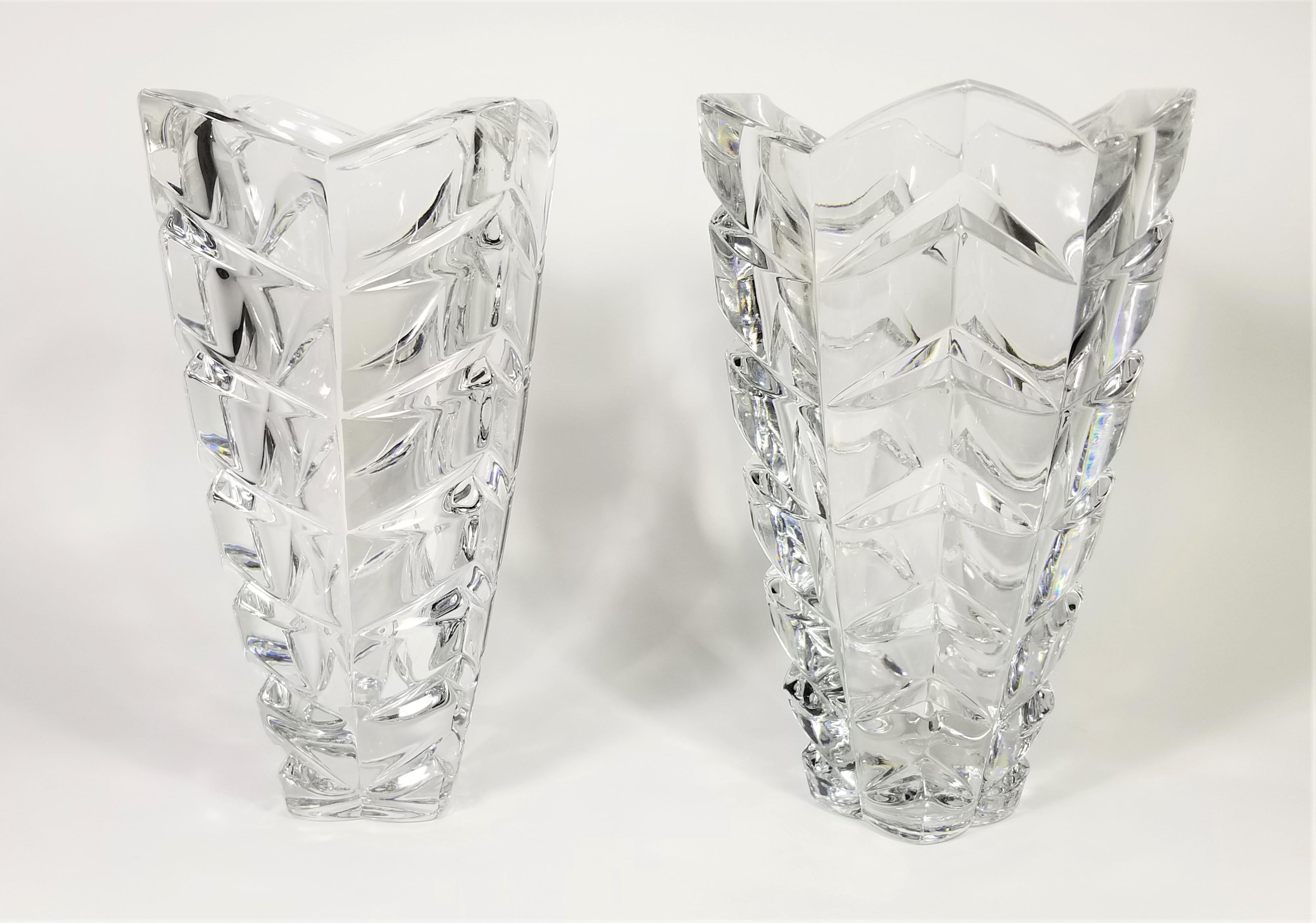 Pair of Vases Hand Cut Crystal  by Lenox Made in Germany For Sale 1