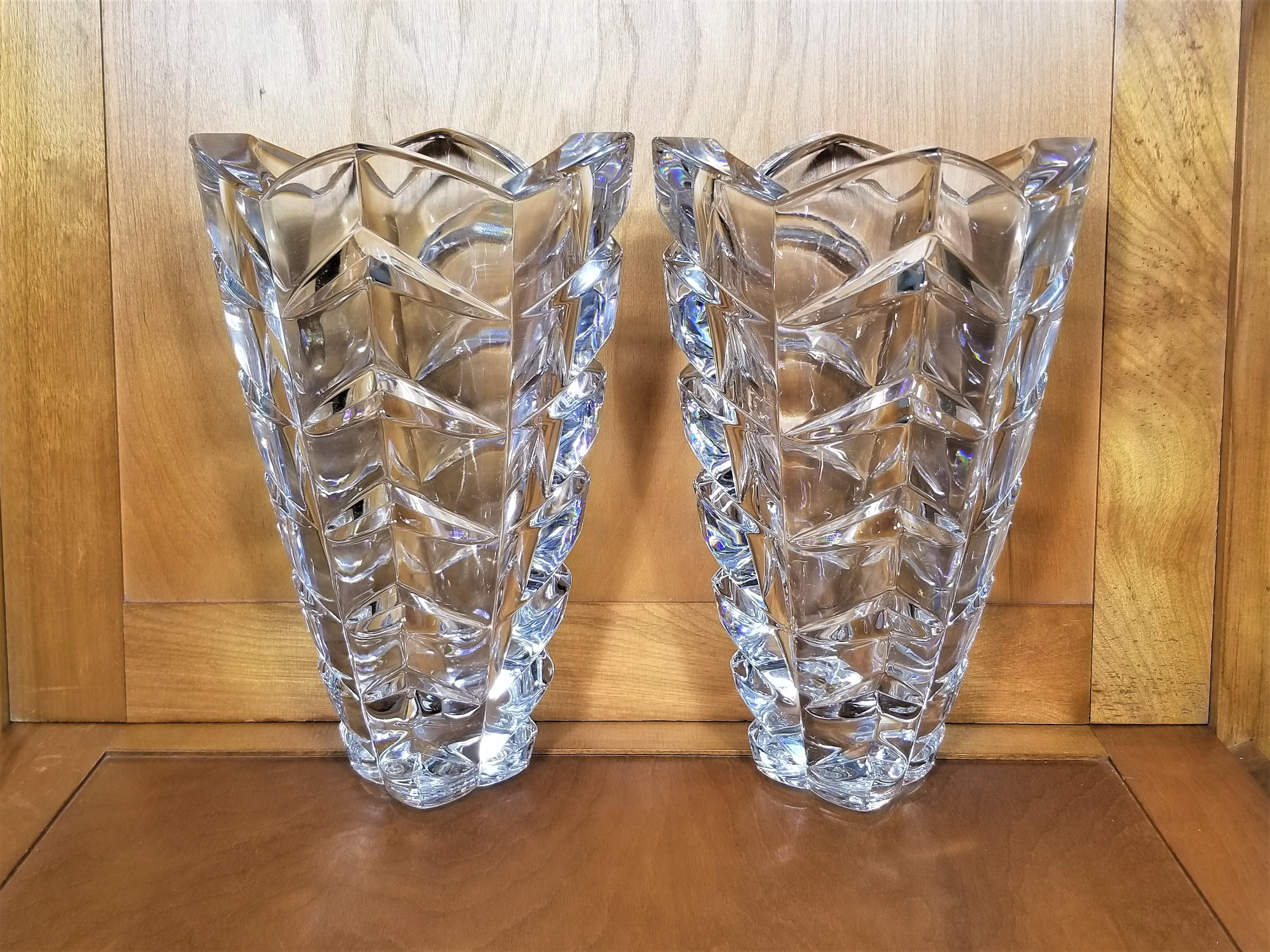 Pair of Vases Hand Cut Crystal  by Lenox Made in Germany For Sale 2