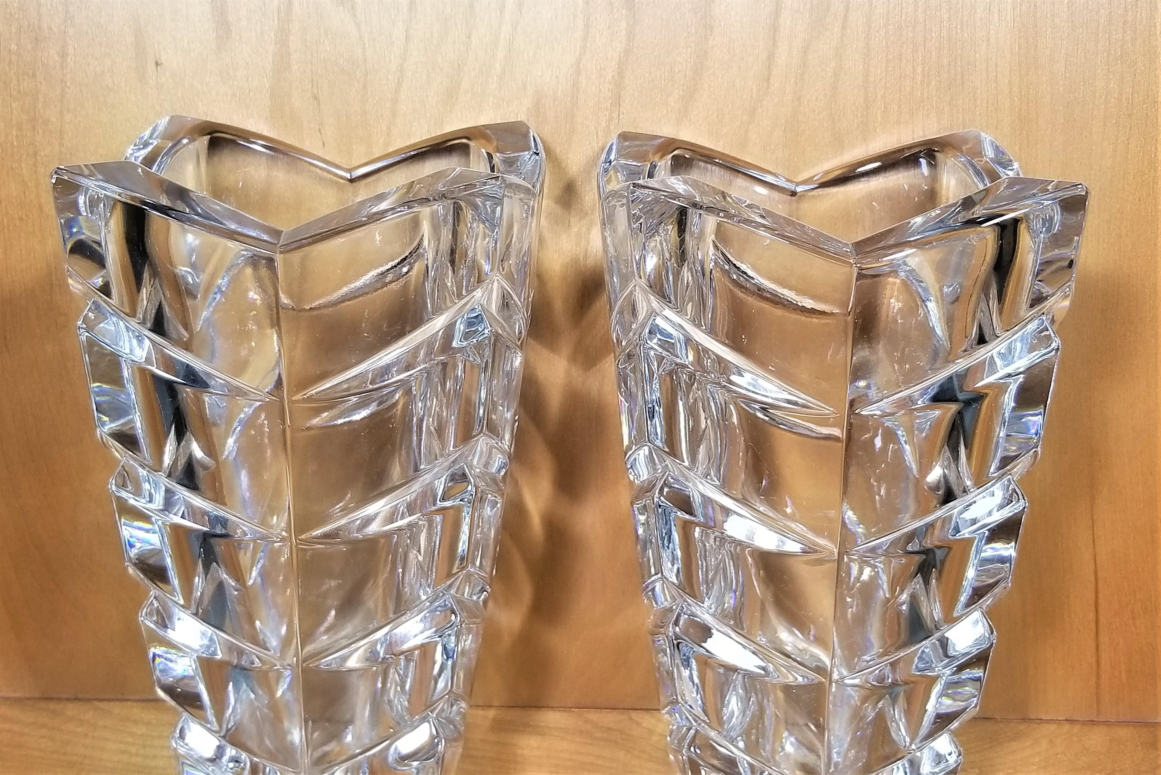 Pair of Vases Hand Cut Crystal  by Lenox Made in Germany For Sale 4