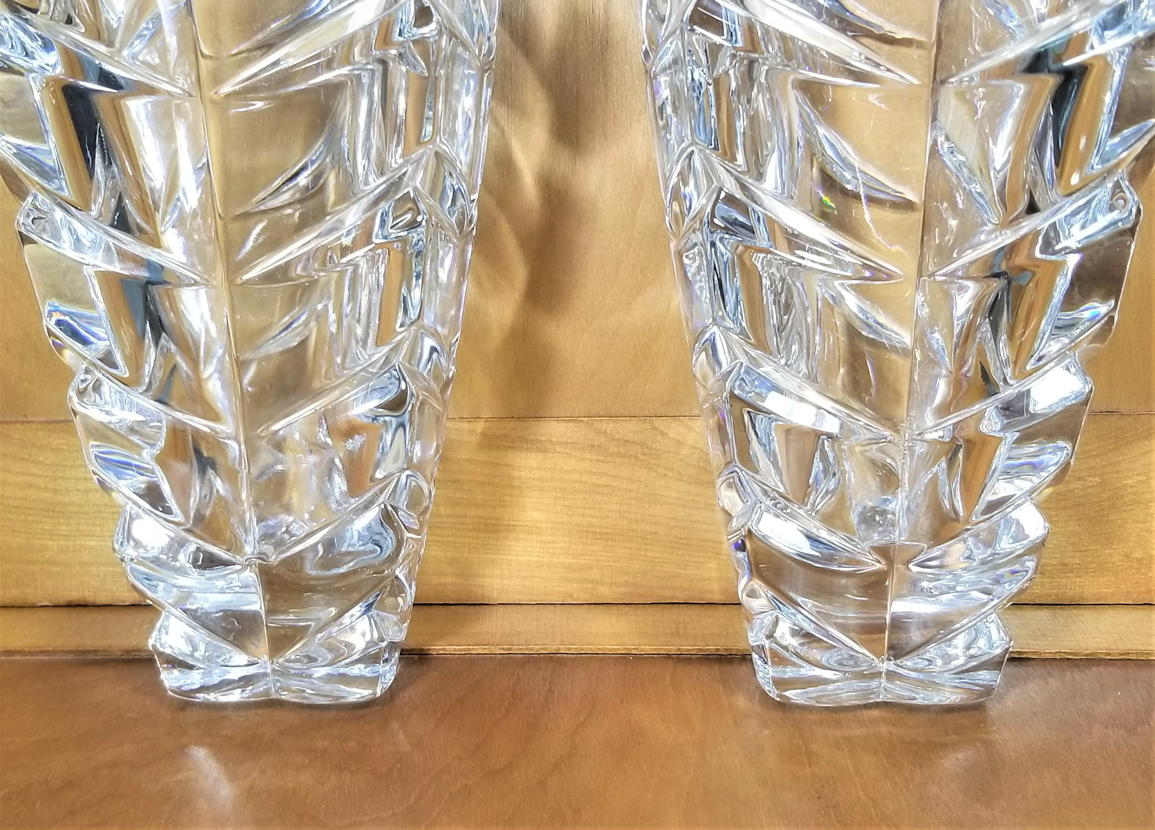 Pair of Vases Hand Cut Crystal  by Lenox Made in Germany For Sale 5