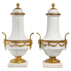 Pair of Vases in Biscuit End 19th Century