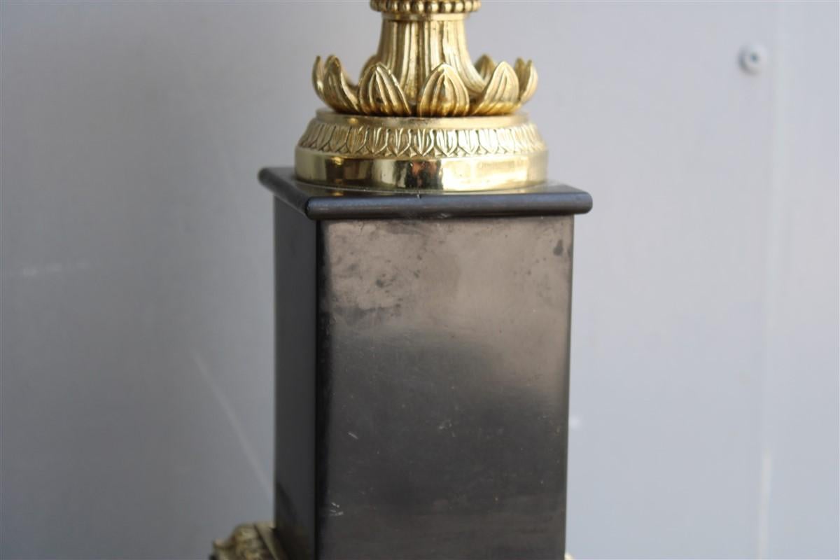 Late 19th Century Pair of Vases in Black Marble and Parts in Polished Brass Napoleon III France For Sale