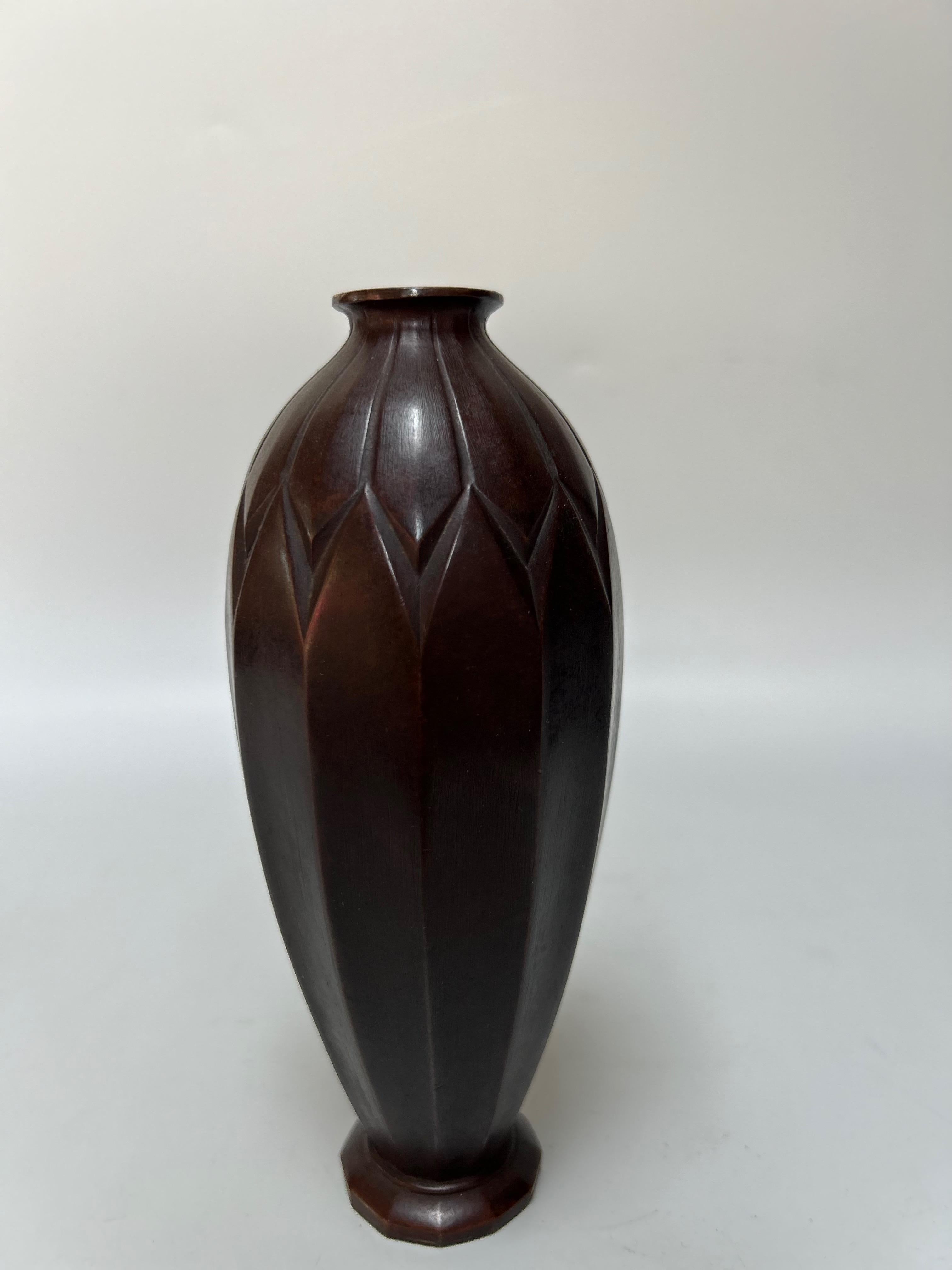 French Pair Of Vases In Dinanderie De Christofle For Sale